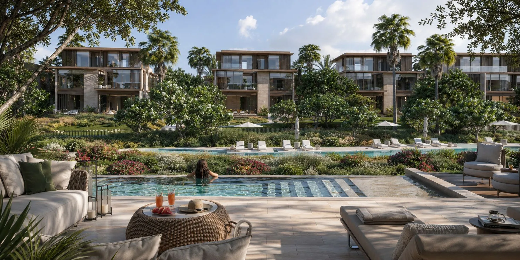 AFM Township central courtyard water gardens