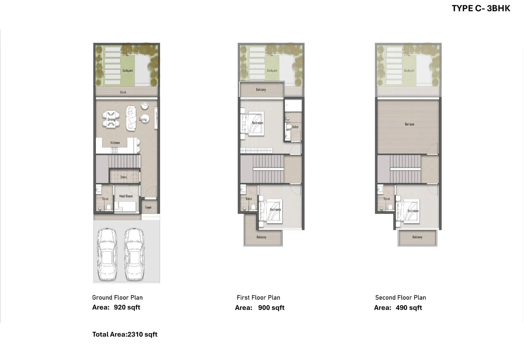 AFM Township Type C 3BHK villa floor plan