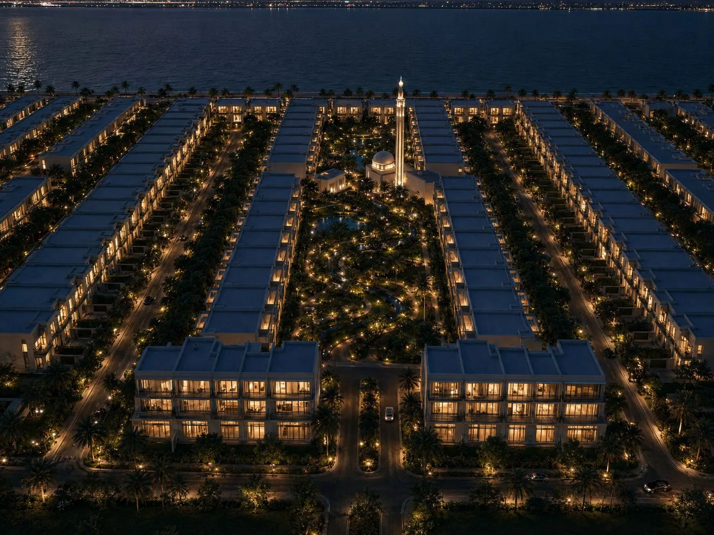 AFM Township aerial view at night